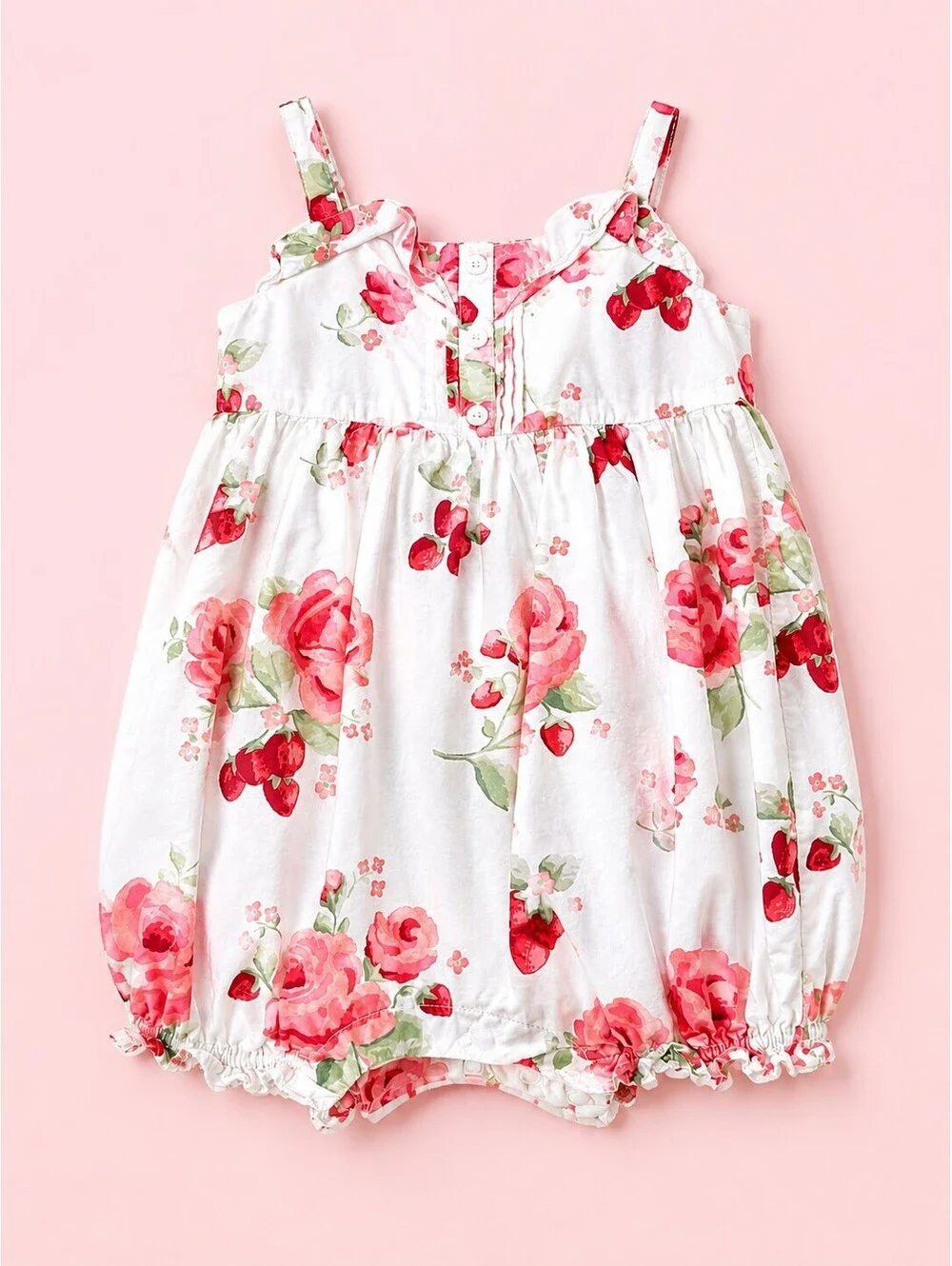 Janie and Jack Strawberry Floral Bubble Romper 12-18M